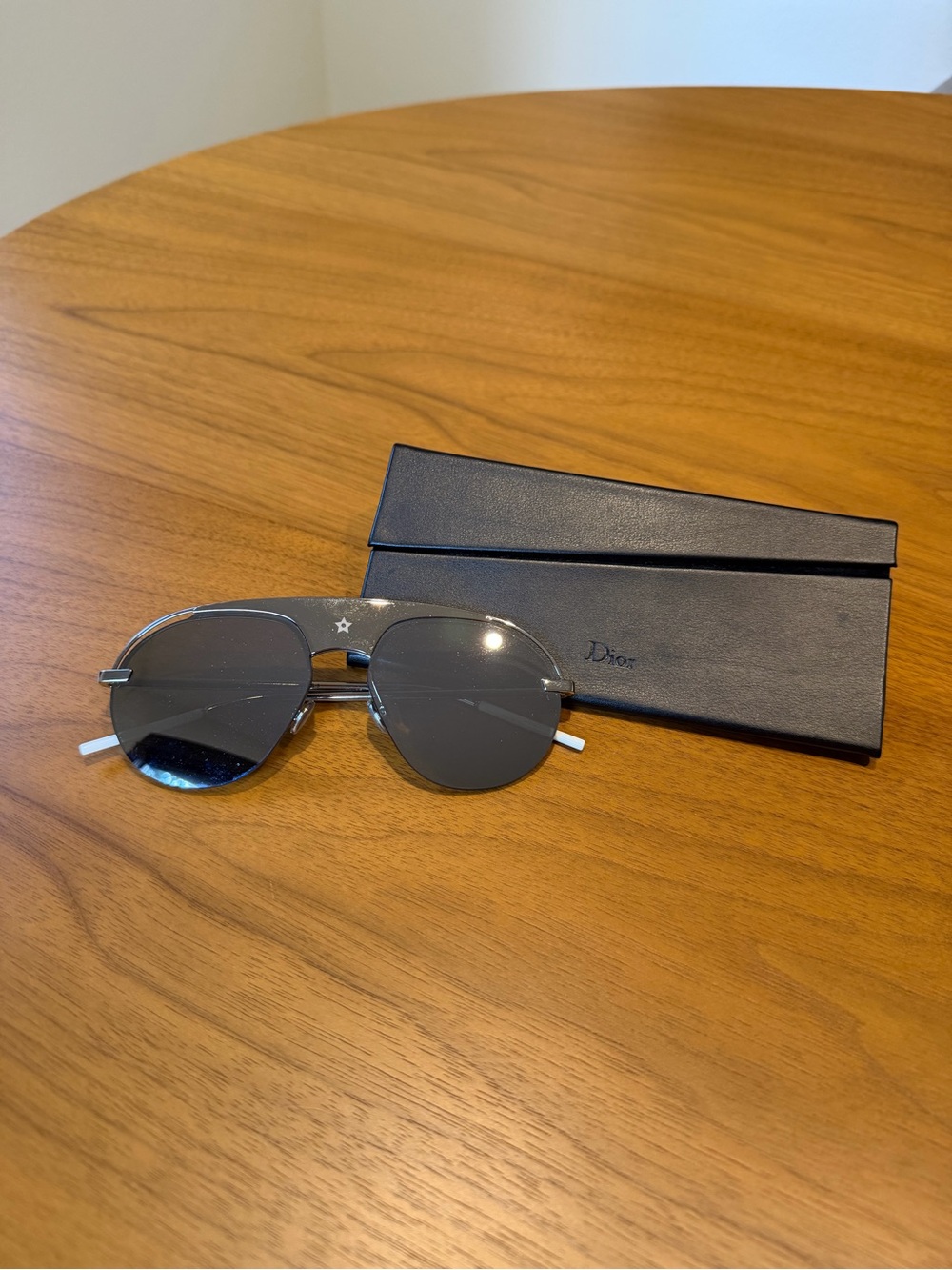 Dior Silver Aviator Sunglasses with Dark Gray Lenses